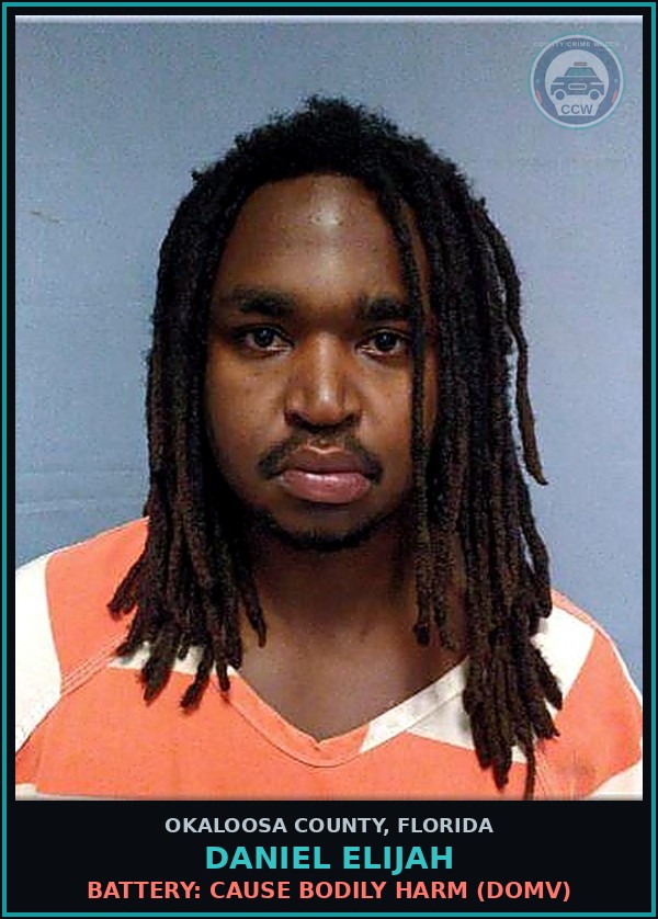 Booking mugshot of Daniel Elijah in Okaloosa County