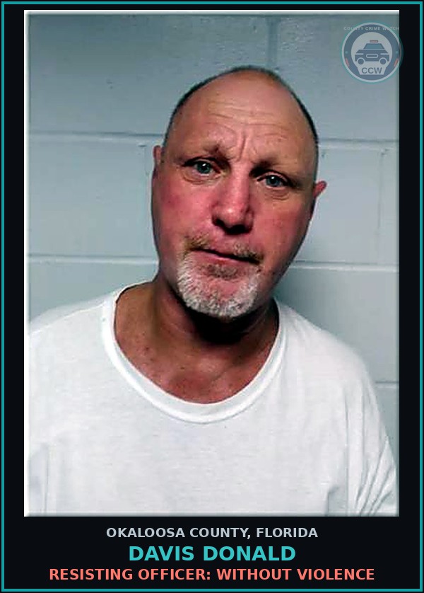 Booking mugshot of Davis Donald in Okaloosa County