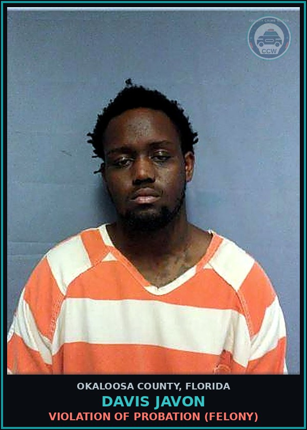 Booking mugshot of Davis Javon in Okaloosa County