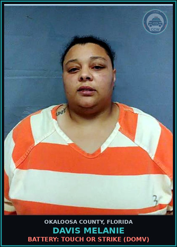 Booking mugshot of Davis Melanie in Okaloosa County