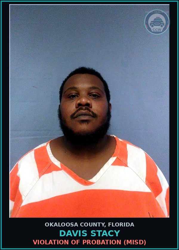Booking mugshot of Davis Stacy in Okaloosa County