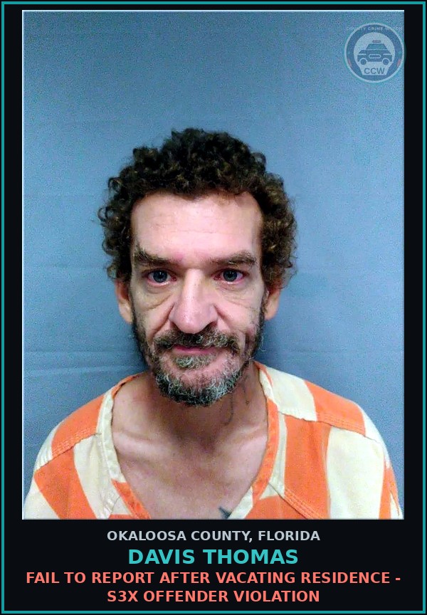 Booking mugshot of Davis Thomas in Okaloosa County