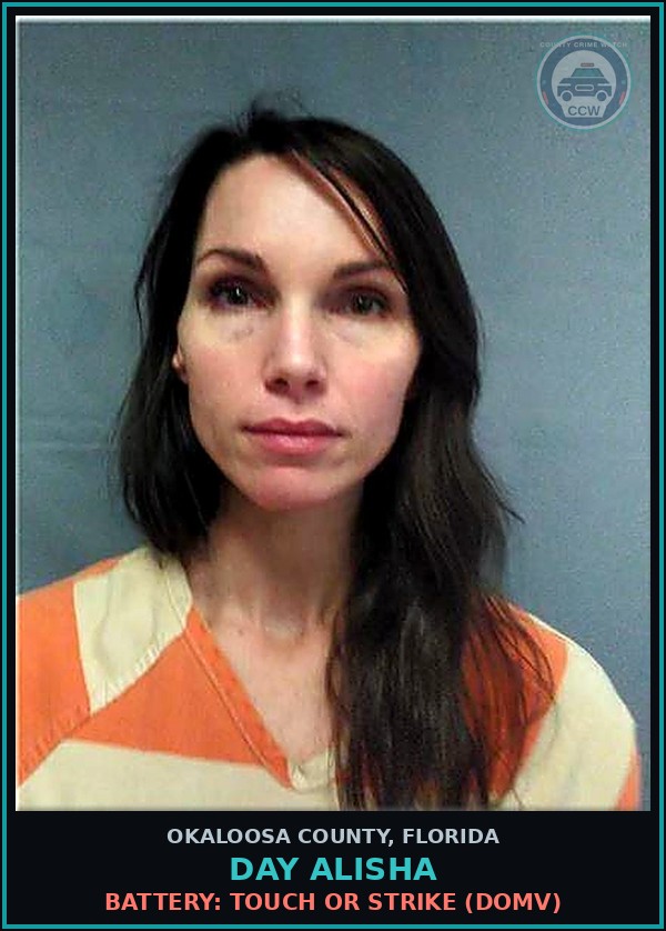 Booking mugshot of Day Alisha in Okaloosa County