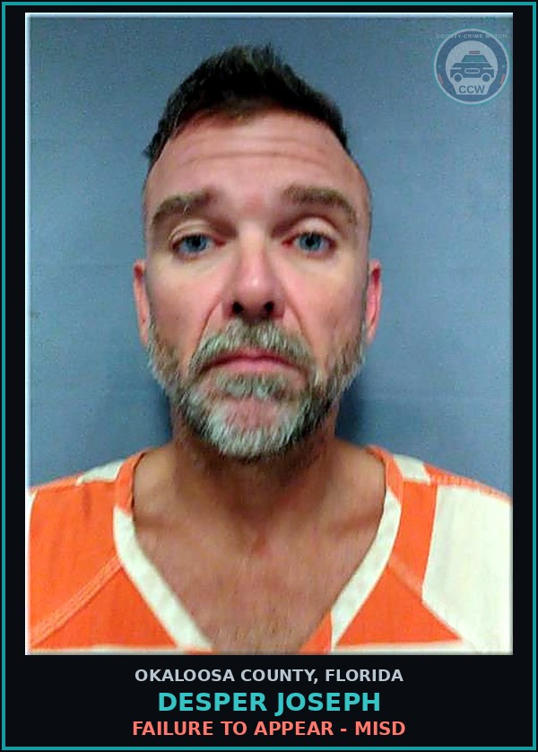 Booking mugshot of Desper Joseph in Okaloosa County