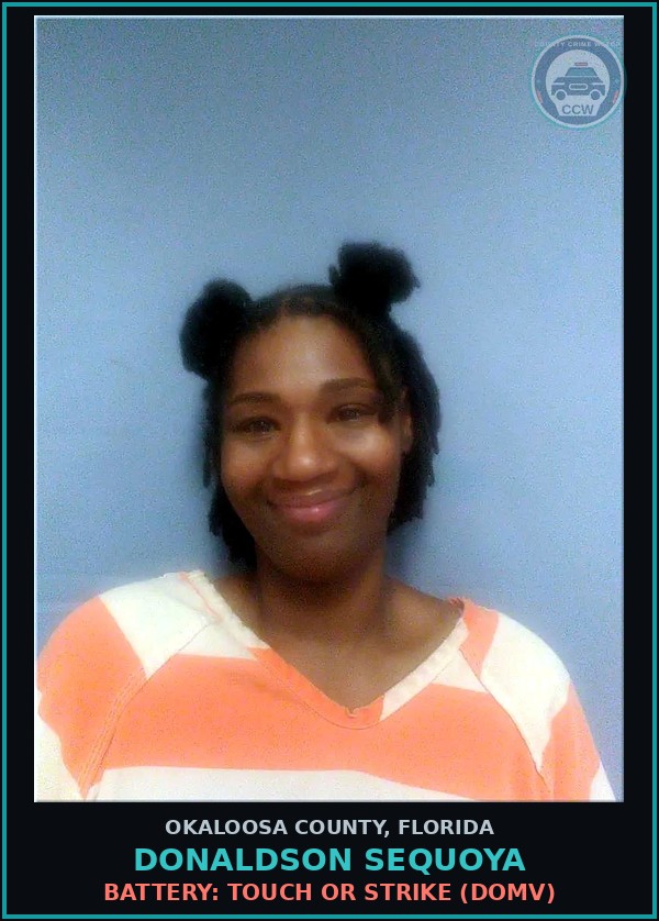 Booking mugshot of Donaldson Sequoya in Okaloosa County