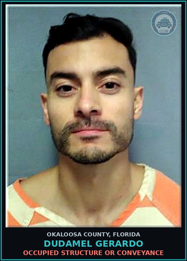 Booking mugshot of Dudamel Gerardo in Okaloosa County
