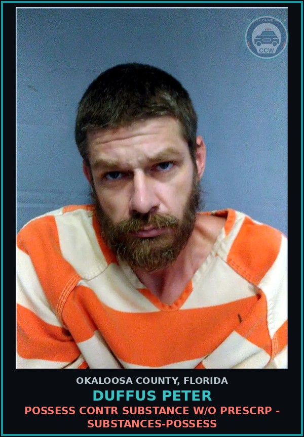 Booking mugshot of Duffus Peter in Okaloosa County