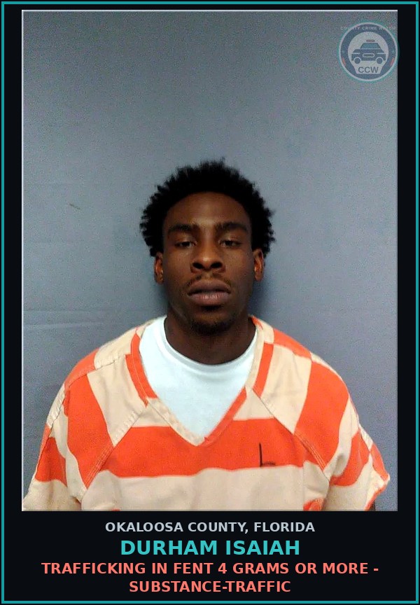 Booking mugshot of Durham Isaiah in Okaloosa County