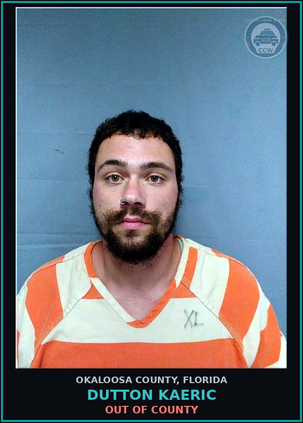 Booking mugshot of Dutton Kaeric in Okaloosa County