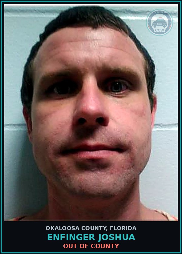 Booking mugshot of Enfinger Joshua in Okaloosa County