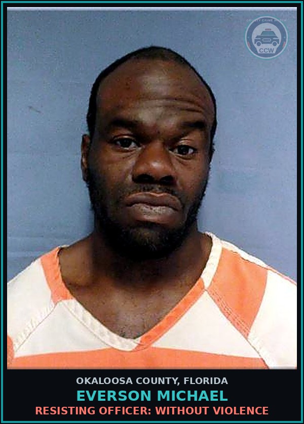 Booking mugshot of Everson Michael in Okaloosa County