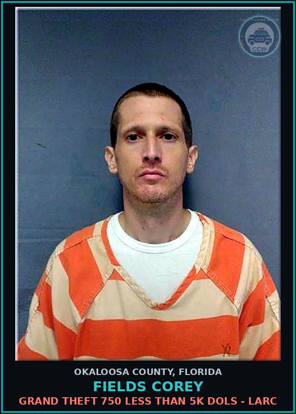 Booking mugshot of Fields Corey in Okaloosa County