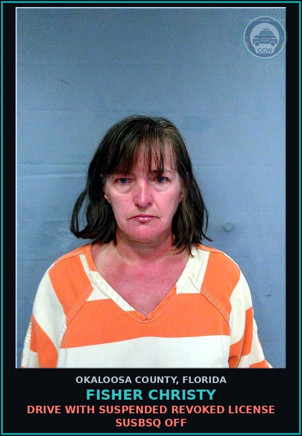 Booking mugshot of Fisher Christy in Okaloosa County