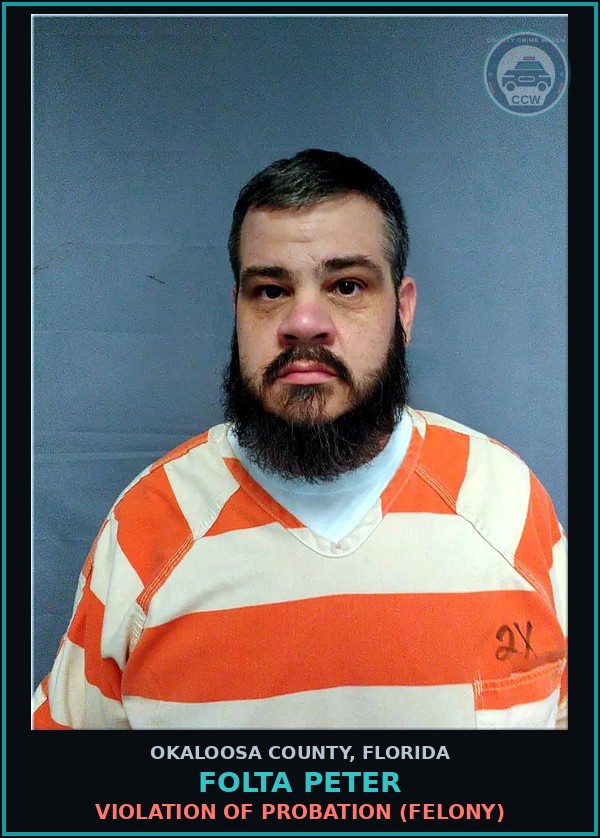 Booking mugshot of Folta Peter in Okaloosa County