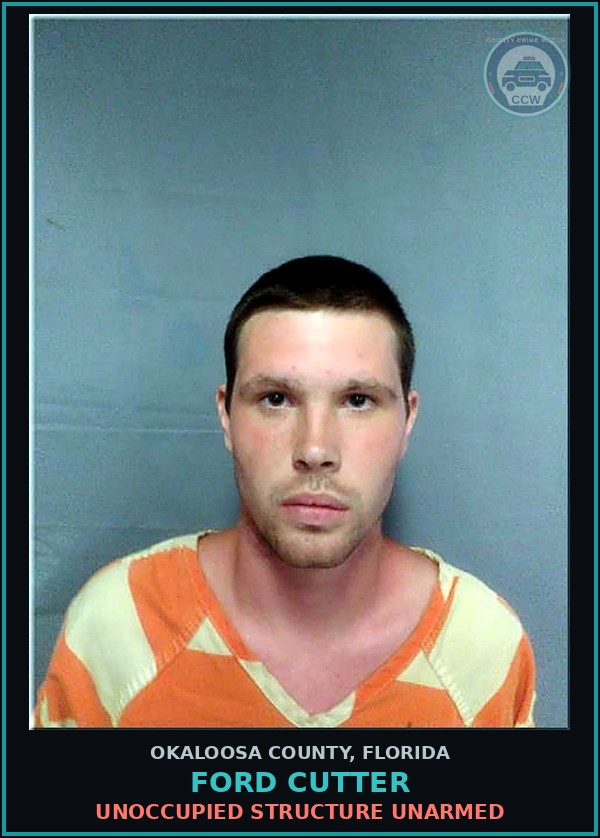 Booking mugshot of Ford Cutter in Okaloosa County