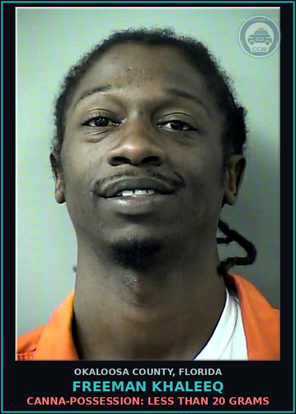 Booking mugshot of Freeman Khaleeq in Okaloosa County