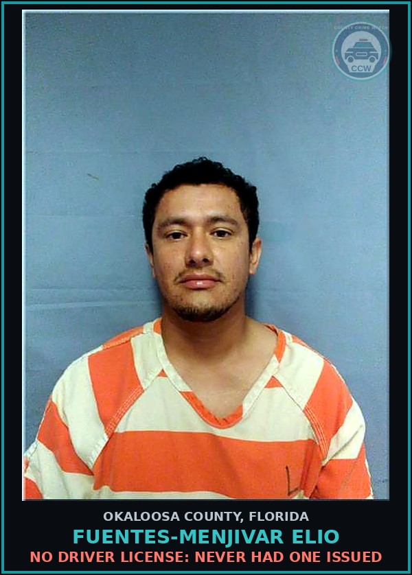 Booking mugshot of Fuentes-Menjivar Elio in Okaloosa County