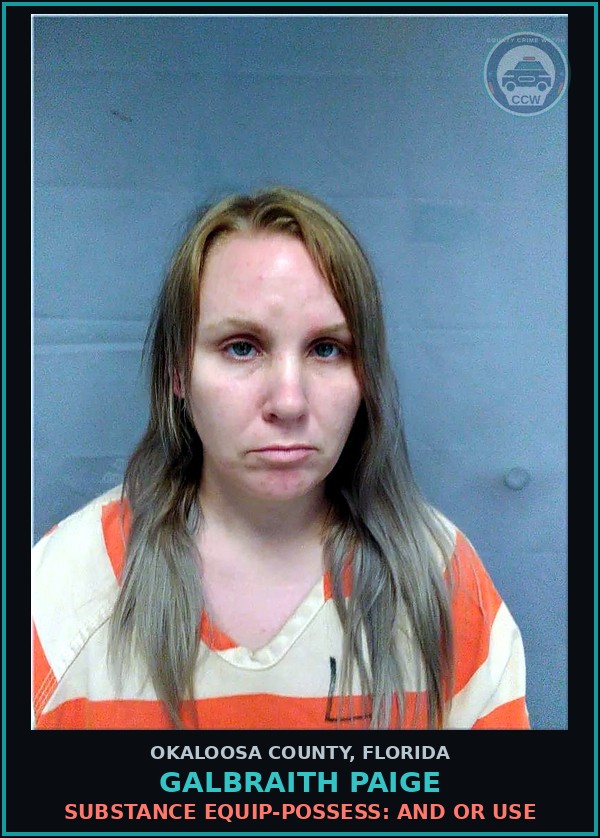 Booking mugshot of Galbraith Paige in Okaloosa County