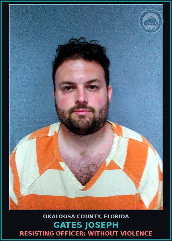 Booking mugshot of Gates Joseph in Okaloosa County