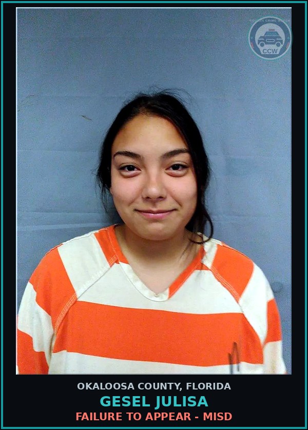 Booking mugshot of Gesel Julisa in Okaloosa County