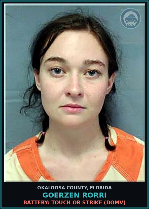 Booking mugshot of Goerzen Rorri in Okaloosa County