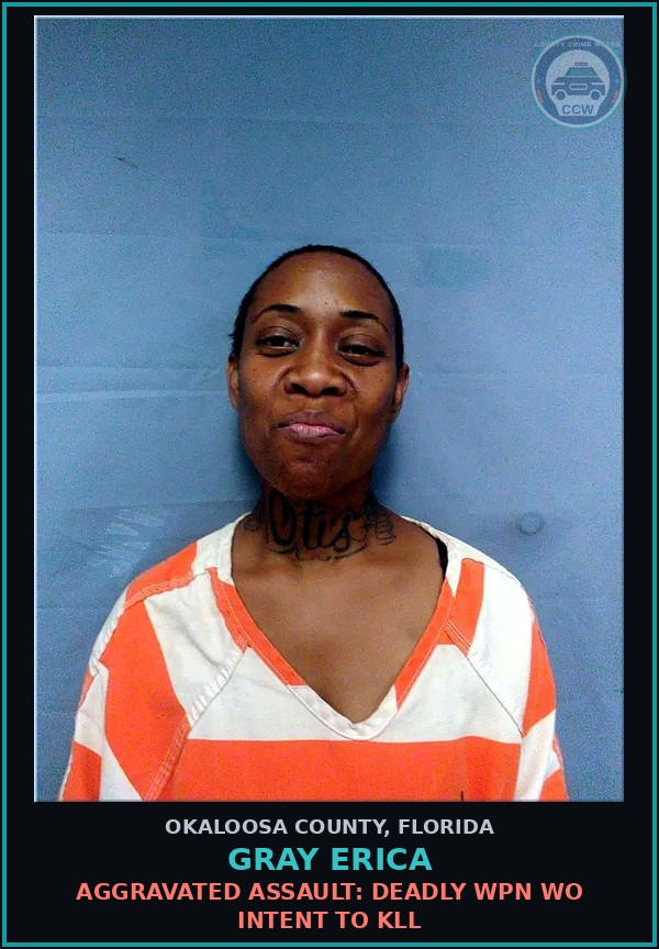 Booking mugshot of Gray Erica in Okaloosa County