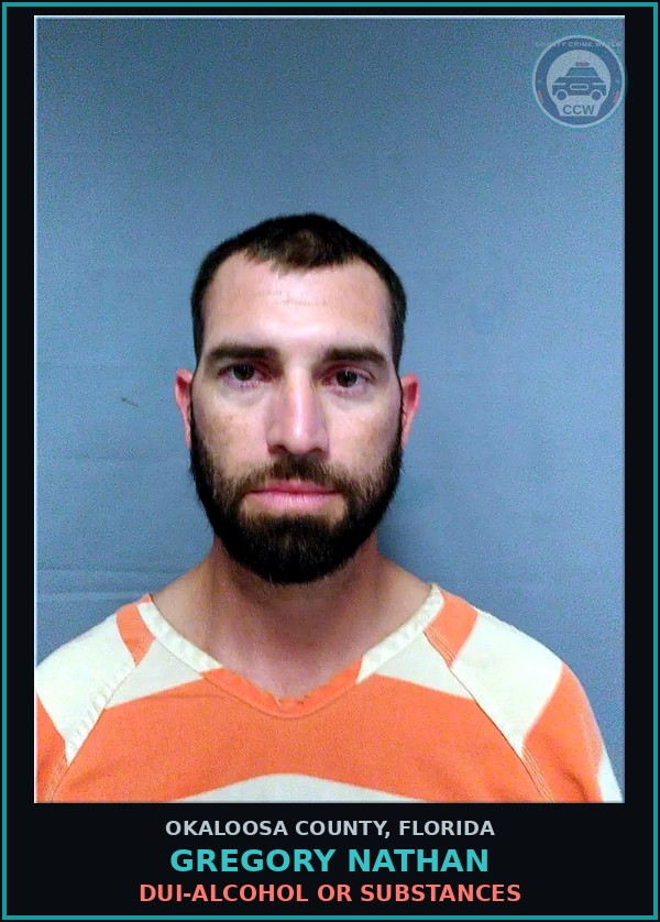 Booking mugshot of Gregory Nathan in Okaloosa County