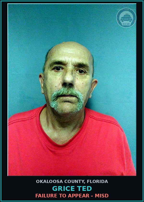 Booking mugshot of Grice Ted in Okaloosa County