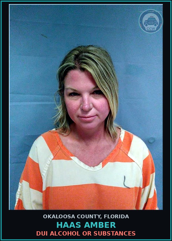 Booking mugshot of Haas Amber in Okaloosa County