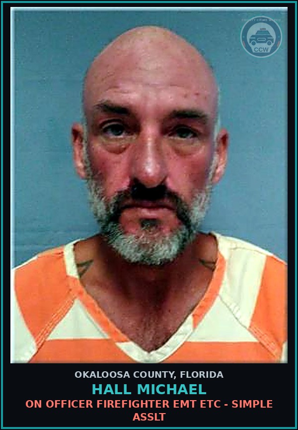 Booking mugshot of Hall Michael in Okaloosa County