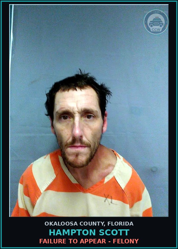 Booking mugshot of Hampton Scott in Okaloosa County