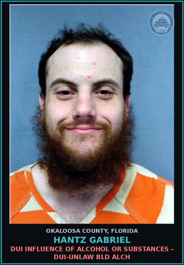 Booking mugshot of Hantz Gabriel in Okaloosa County