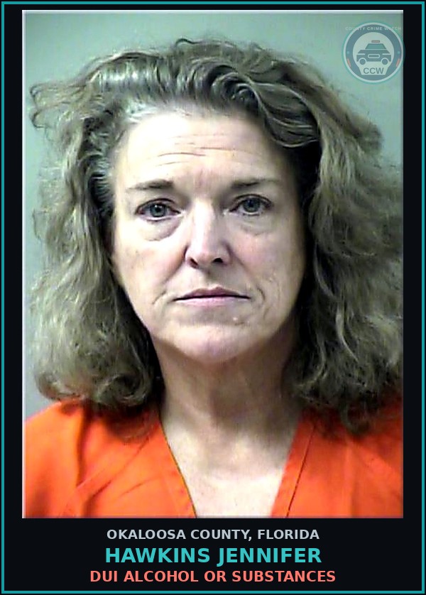 Booking mugshot of Hawkins Jennifer in Okaloosa County