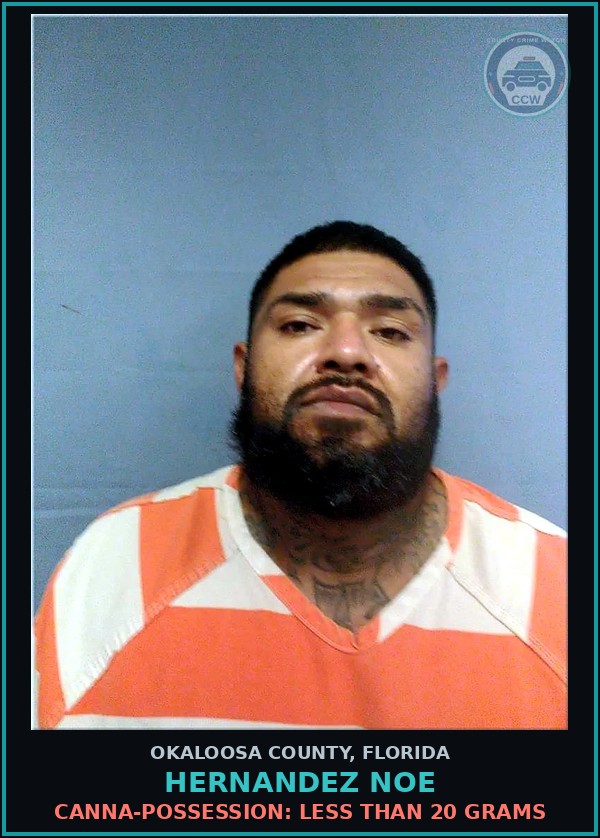 Booking mugshot of Hernandez Noe in Okaloosa County