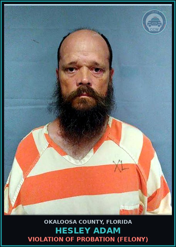 Booking mugshot of Hesley Adam in Okaloosa County