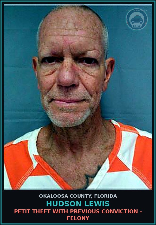 Booking mugshot of Hudson Lewis in Okaloosa County