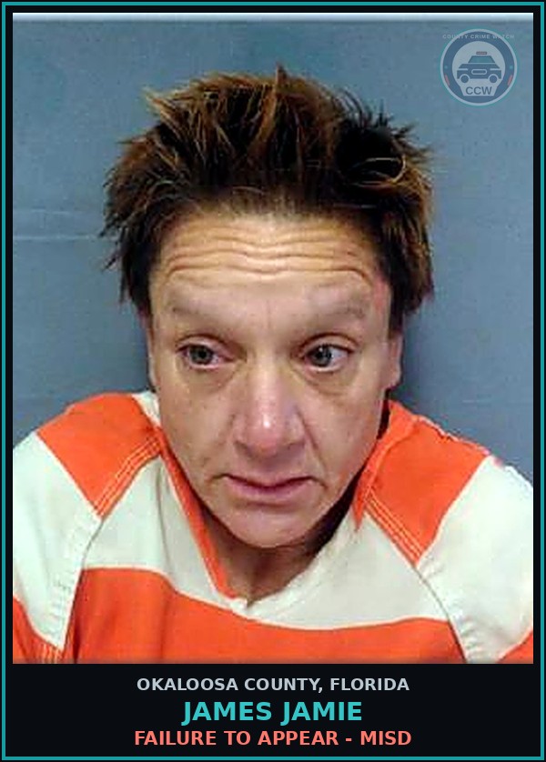 Booking mugshot of James Jamie in Okaloosa County
