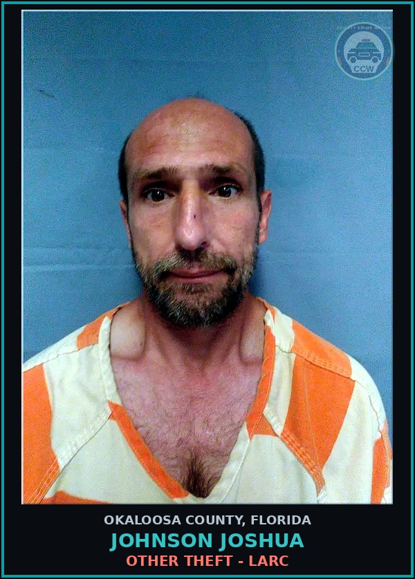 Booking mugshot of Johnson Joshua in Okaloosa County
