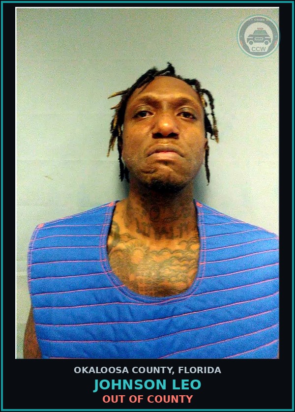 Booking mugshot of Johnson Leo in Okaloosa County