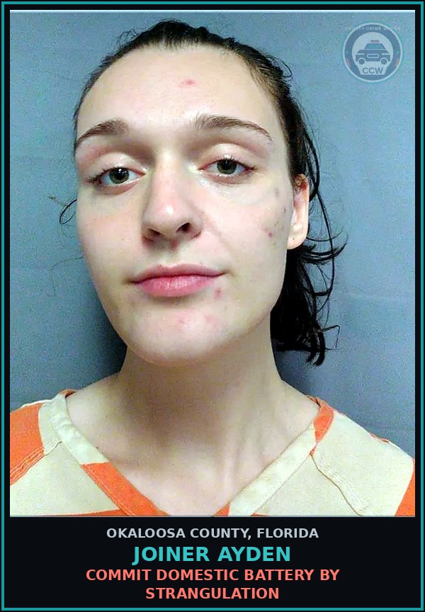 Booking mugshot of Joiner Ayden in Okaloosa County