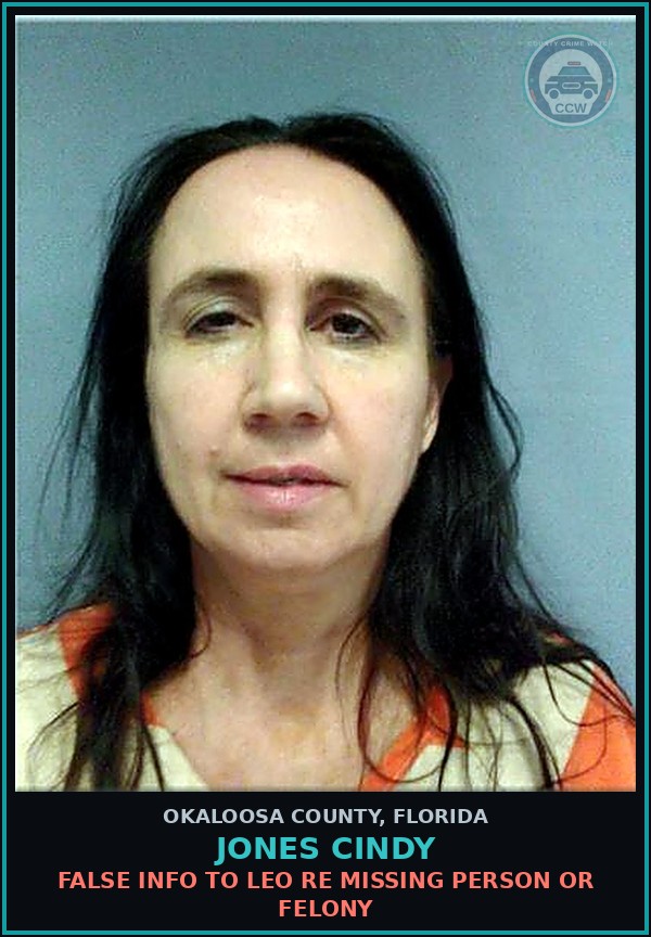 Booking mugshot of Jones Cindy in Okaloosa County