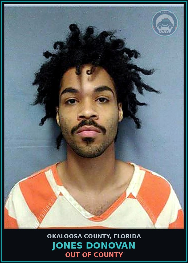 Booking mugshot of Jones Donovan in Okaloosa County