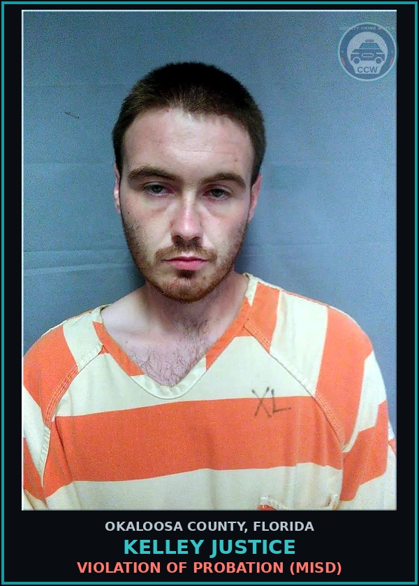 Booking mugshot of Kelley Justice in Okaloosa County