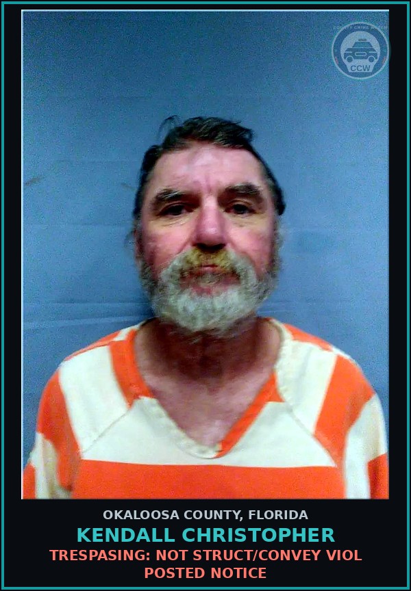 Booking mugshot of Kendall Christopher in Okaloosa County