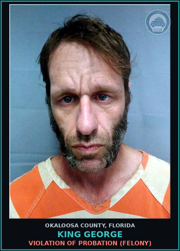 Booking mugshot of King George in Okaloosa County