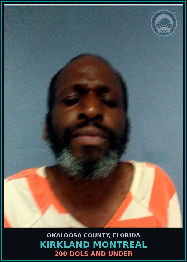 Booking mugshot of Kirkland Montreal in Okaloosa County