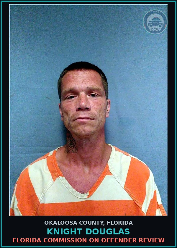 Booking mugshot of Knight Douglas in Okaloosa County