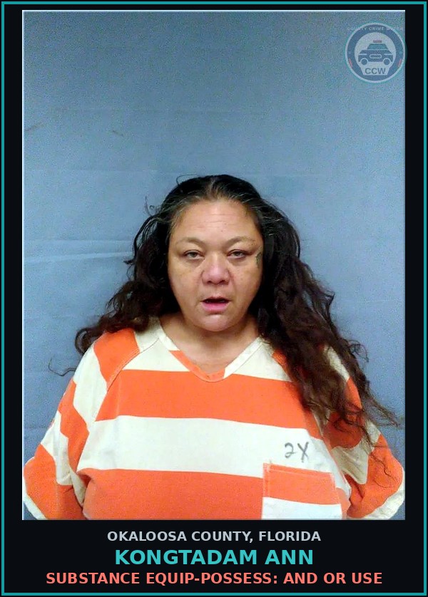 Booking mugshot of Kongtadam Ann in Okaloosa County