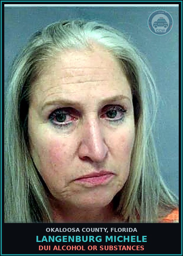Booking mugshot of Langenburg Michele in Okaloosa County