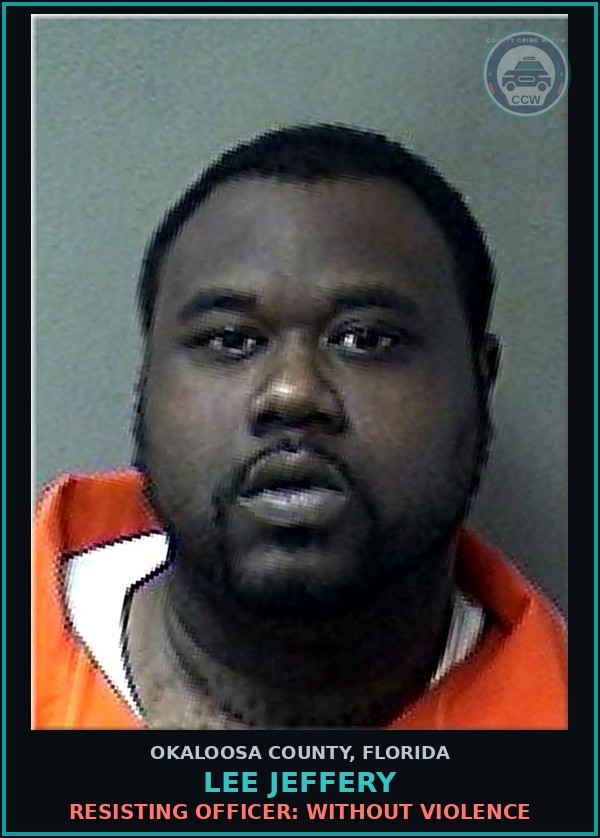 Booking mugshot of Lee Jeffery in Okaloosa County